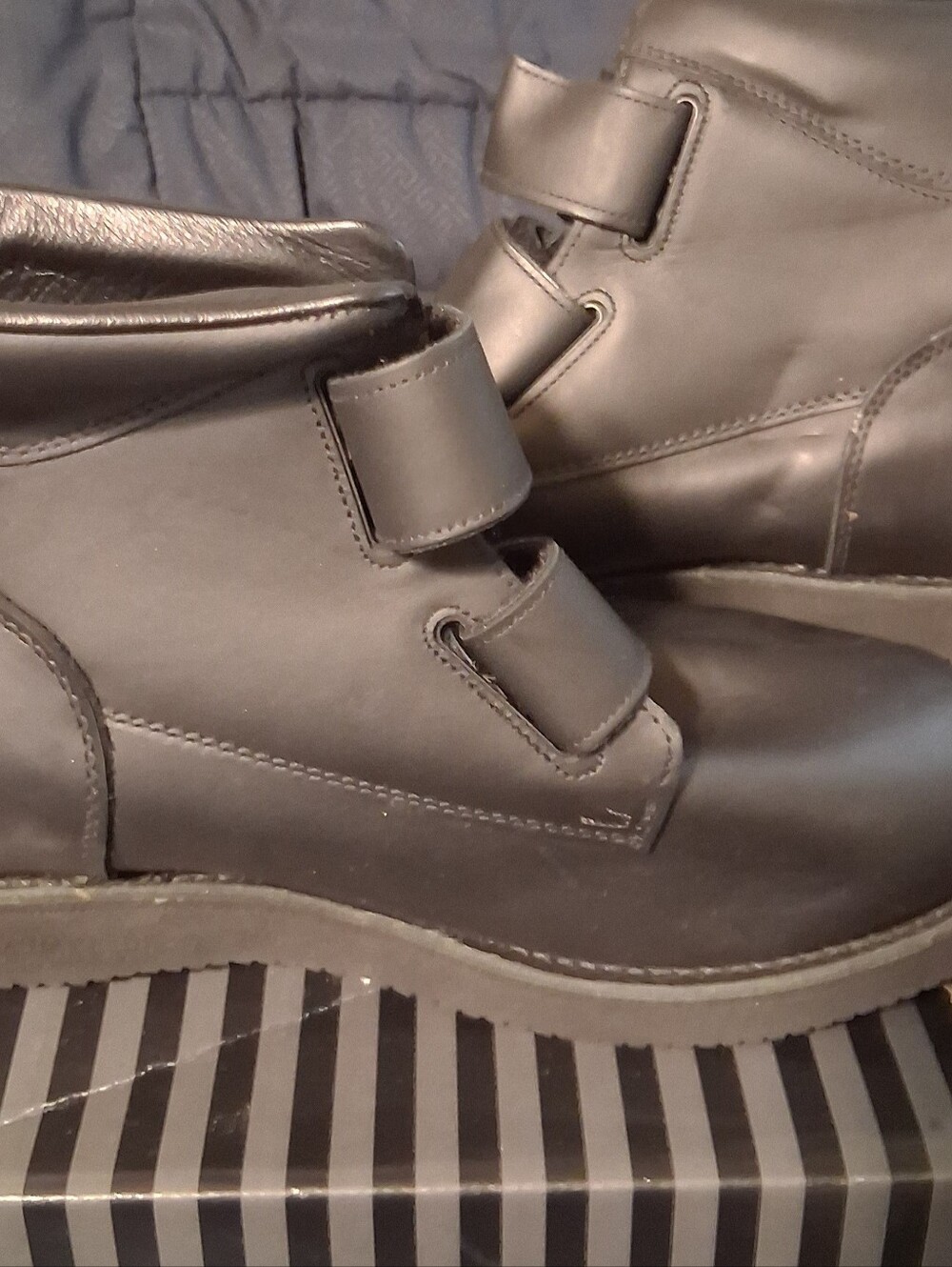 PW MINOE Men's Black OYRHPODEIC Leather O Casual Strap Boots